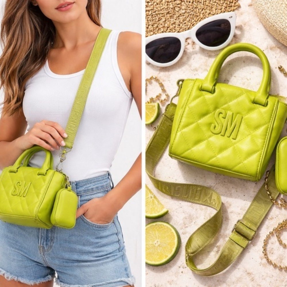 Steve Madden Lime Green Quilted Top Crossbody Bag Purse - Green purse